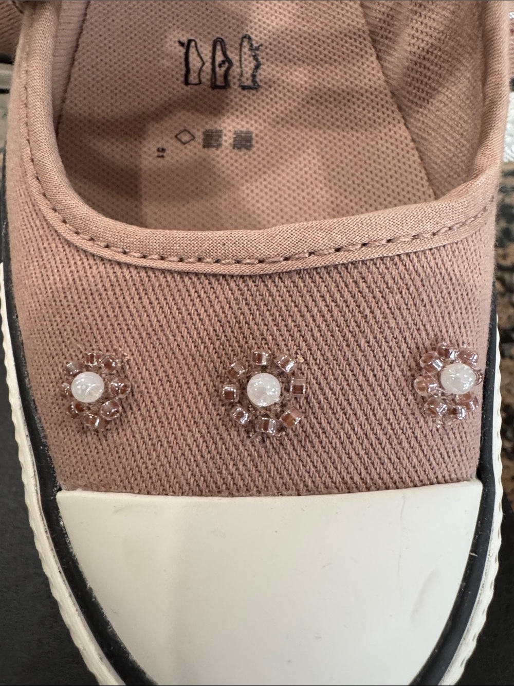 Converse Dusty Pink Mary Jane Platform Sneakers with Crystal Flower Studs - Picture 7 of 8